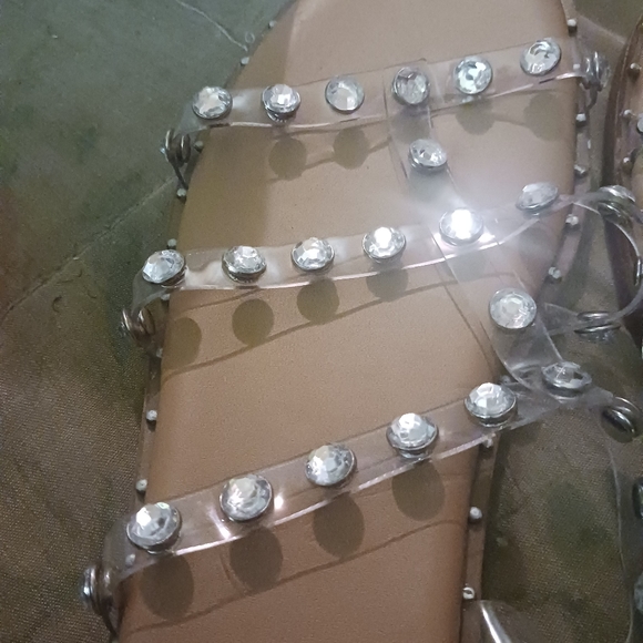 steve Madison Women Shoes sandals Clear Slide Studded Wedge Size 8.5  & 1 inch H - Picture 9 of 10